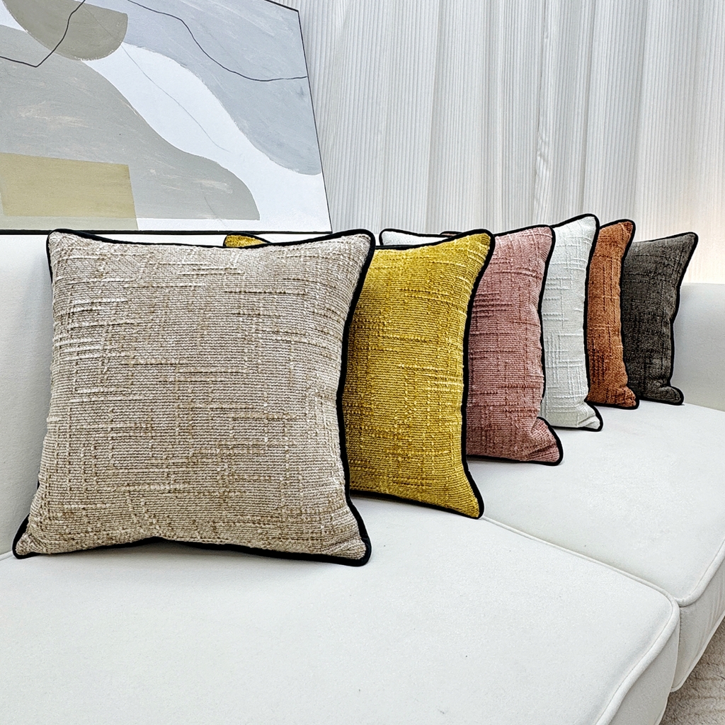 91家纺网 家纺一手货源 找家纺 爱家居 2025新款纯色加厚雪尼尔纹理抱枕轻奢家居靠垫沙发床头靠包枕可拆洗 组合图