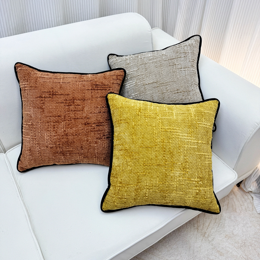 91家纺网 家纺一手货源 找家纺 爱家居 2025新款纯色加厚雪尼尔纹理抱枕轻奢家居靠垫沙发床头靠包枕可拆洗 组合图