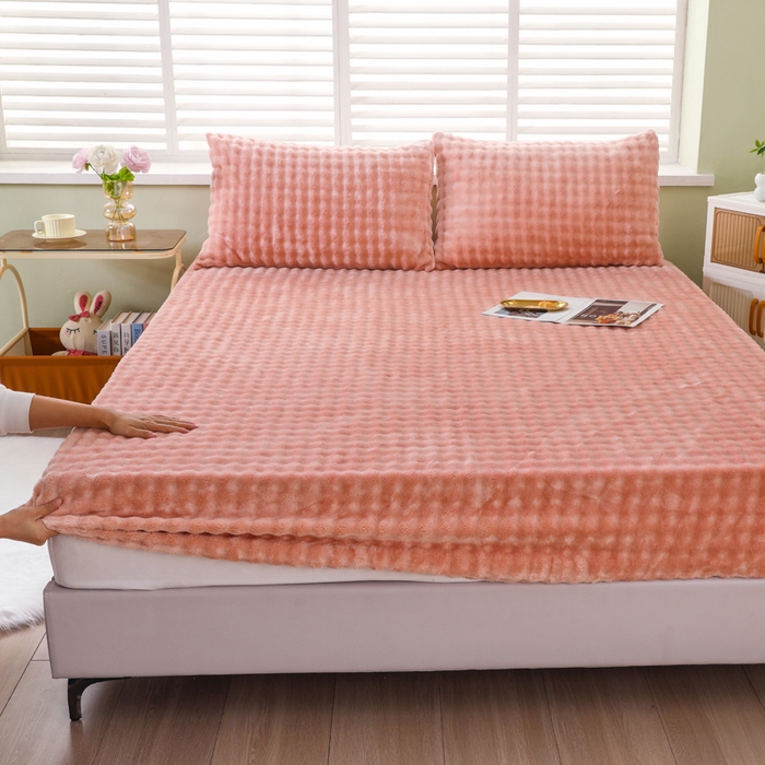 卡诗兰 2025新款泡泡绒床笠 橙色