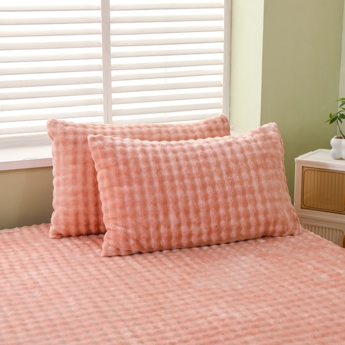 91家纺网 家纺一手货源 找家纺 卡诗兰 2025新款泡泡绒床笠 橙色