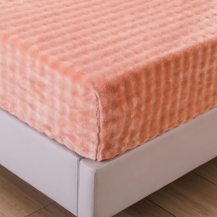 91家纺网 家纺一手货源 找家纺 卡诗兰 2025新款泡泡绒床笠 橙色