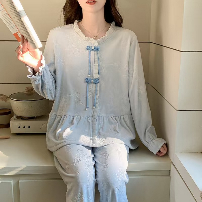 91家纺网 家纺一手货源 找家纺 （总）洛兰沙家居馆 2025新款海岛绒保暖新中式国风女款珊瑚绒