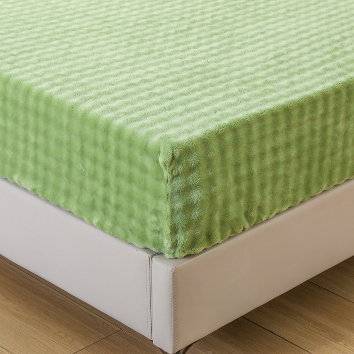 91家纺网 家纺一手货源 找家纺 卡诗兰 2025新款泡泡绒床笠 橄榄绿