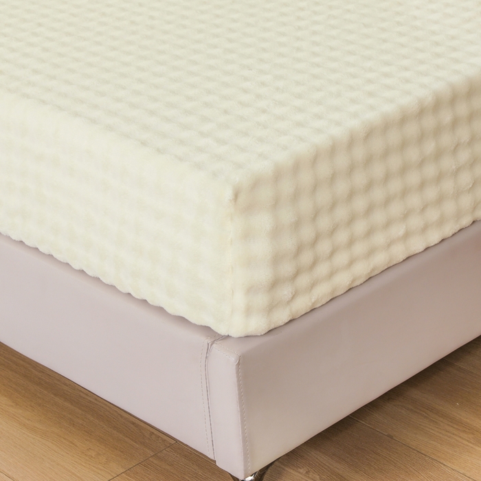 91家纺网 家纺一手货源 找家纺 卡诗兰 2025新款泡泡绒床笠 米白