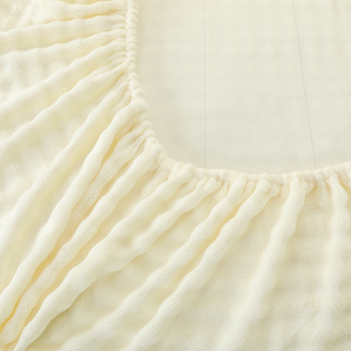 91家纺网 家纺一手货源 找家纺 卡诗兰 2025新款泡泡绒床笠 米白