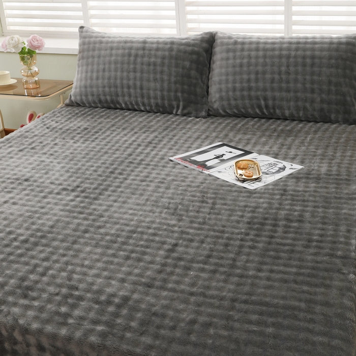 91家纺网 家纺一手货源 找家纺 卡诗兰 2025新款泡泡绒床笠 深灰