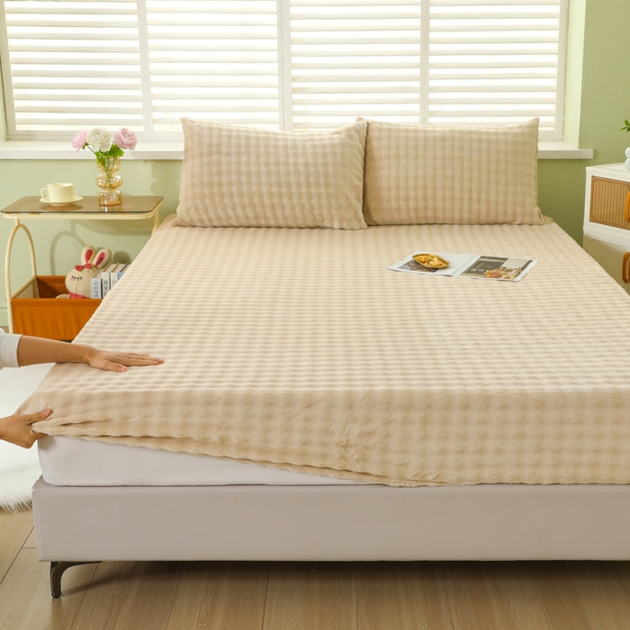 卡诗兰 2025新款泡泡绒床笠 驼色