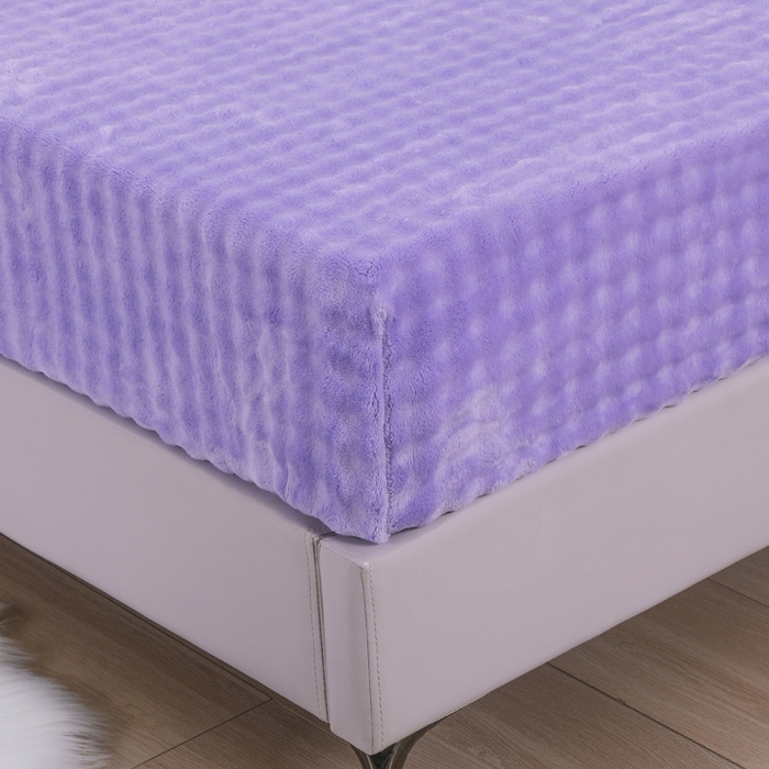 91家纺网 家纺一手货源 找家纺 卡诗兰 2025新款泡泡绒床笠 紫色