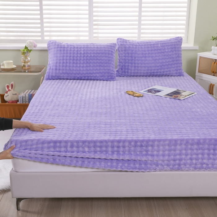 卡诗兰 2025新款泡泡绒床笠 紫色