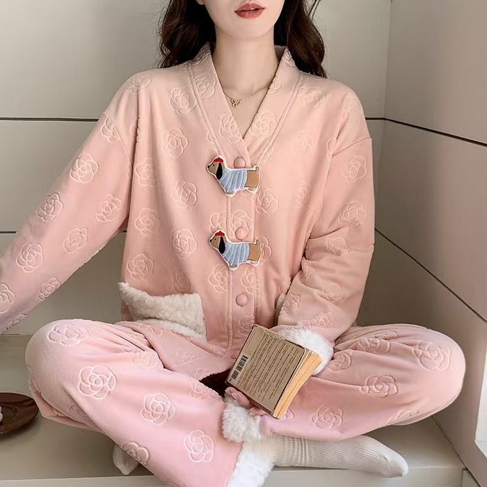 91家纺网 家纺一手货源 找家纺 （总）洛兰沙家居馆 2025新款海岛绒保暖新中式国风女款珊瑚绒