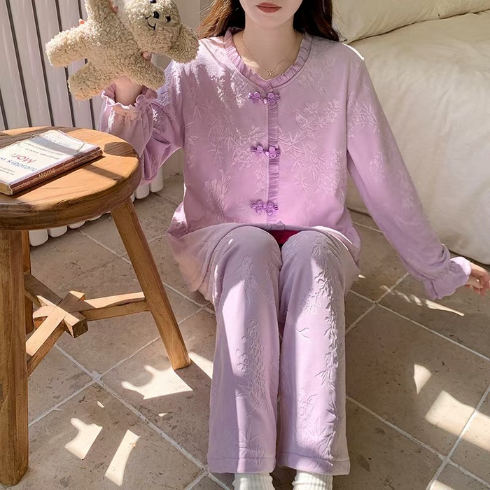 91家纺网 家纺一手货源 找家纺 （总）洛兰沙家居馆 2025新款海岛绒保暖新中式国风女款珊瑚绒