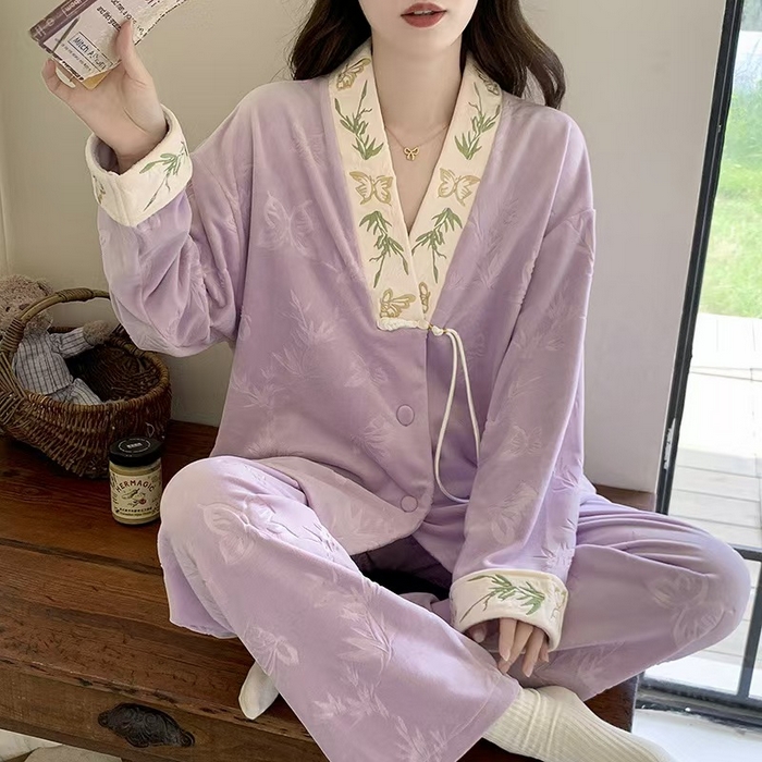 91家纺网 家纺一手货源 找家纺 （总）洛兰沙家居馆 2025新款海岛绒保暖新中式国风女款珊瑚绒