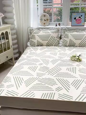 91家纺网 家纺一手货源 找家纺 羽爱家纺 新款舒适可定制全棉防滑床盖软席伯克利