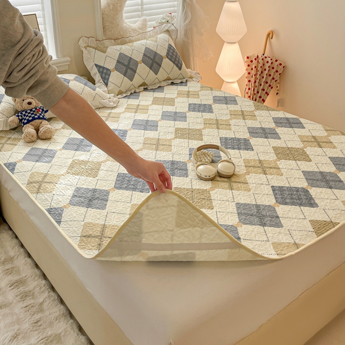 91家纺网 家纺一手货源 找家纺 羽爱家纺 2025新款舒适可定制全棉防滑床盖软席格韵