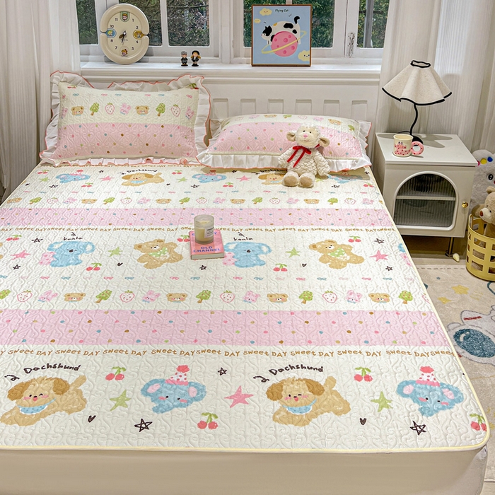 91家纺网 家纺一手货源 找家纺 羽爱家纺 2025新款舒适可定制全棉防滑床盖软席欢乐玩伴