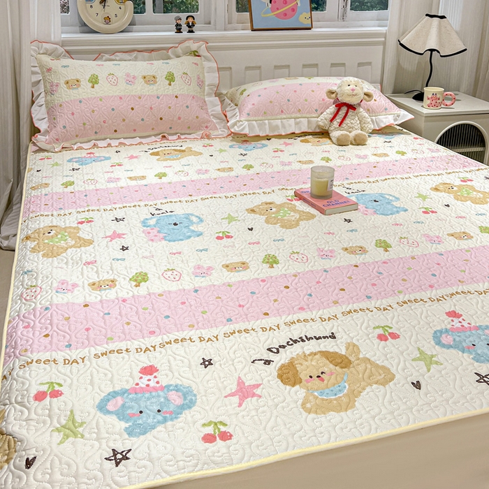 91家纺网 家纺一手货源 找家纺 羽爱家纺 2025新款舒适可定制全棉防滑床盖软席欢乐玩伴