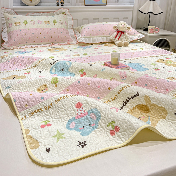 91家纺网 家纺一手货源 找家纺 羽爱家纺 2025新款舒适可定制全棉防滑床盖软席欢乐玩伴