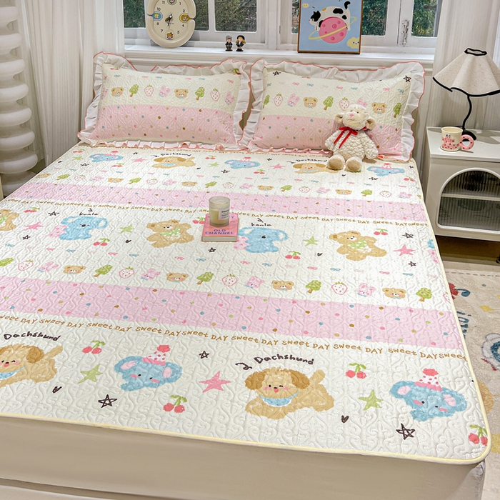 91家纺网 家纺一手货源 找家纺 羽爱家纺 2025新款舒适可定制全棉防滑床盖软席欢乐玩伴