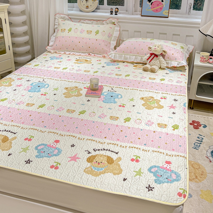 91家纺网 家纺一手货源 找家纺 羽爱家纺 2025新款舒适可定制全棉防滑床盖软席欢乐玩伴