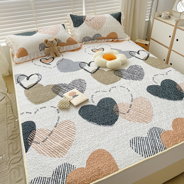 91家纺网 家纺一手货源 找家纺 羽爱家纺 2025新款舒适可定制全棉防滑床盖软席卡布奇诺