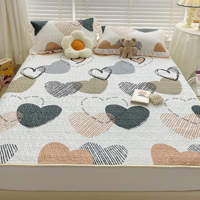 91家纺网 家纺一手货源 找家纺 羽爱家纺 2025新款舒适可定制全棉防滑床盖软席卡布奇诺