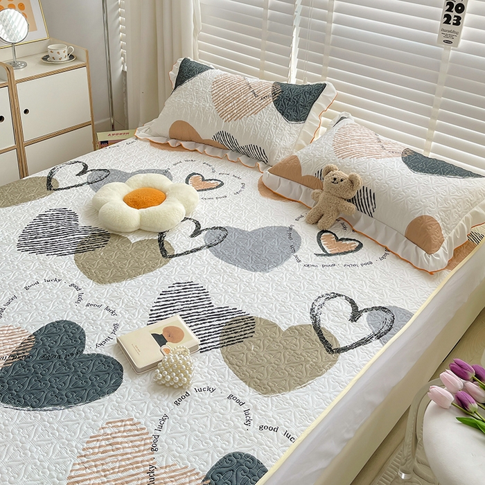 91家纺网 家纺一手货源 找家纺 羽爱家纺 2025新款舒适可定制全棉防滑床盖软席卡布奇诺