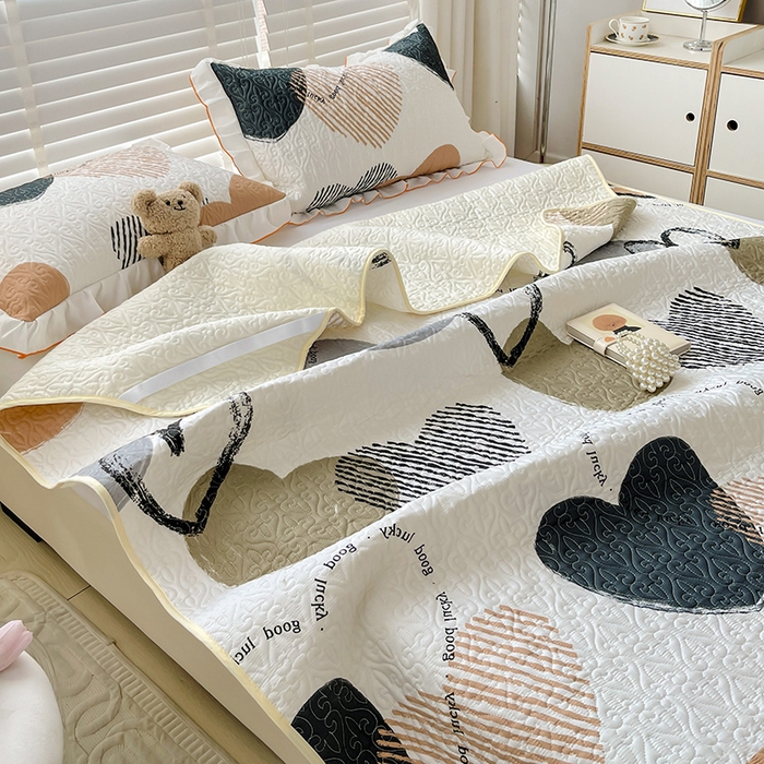 91家纺网 家纺一手货源 找家纺 羽爱家纺 2025新款舒适可定制全棉防滑床盖软席卡布奇诺