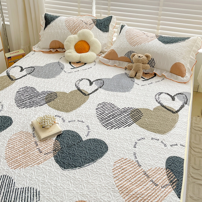 91家纺网 家纺一手货源 找家纺 羽爱家纺 2025新款舒适可定制全棉防滑床盖软席卡布奇诺