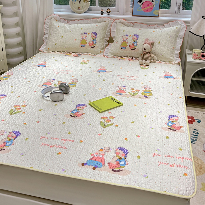 91家纺网 家纺一手货源 找家纺 羽爱家纺 2025新款舒适可定制全棉防滑床盖软席可爱多