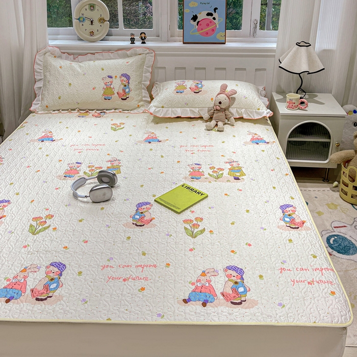 91家纺网 家纺一手货源 找家纺 羽爱家纺 2025新款舒适可定制全棉防滑床盖软席可爱多