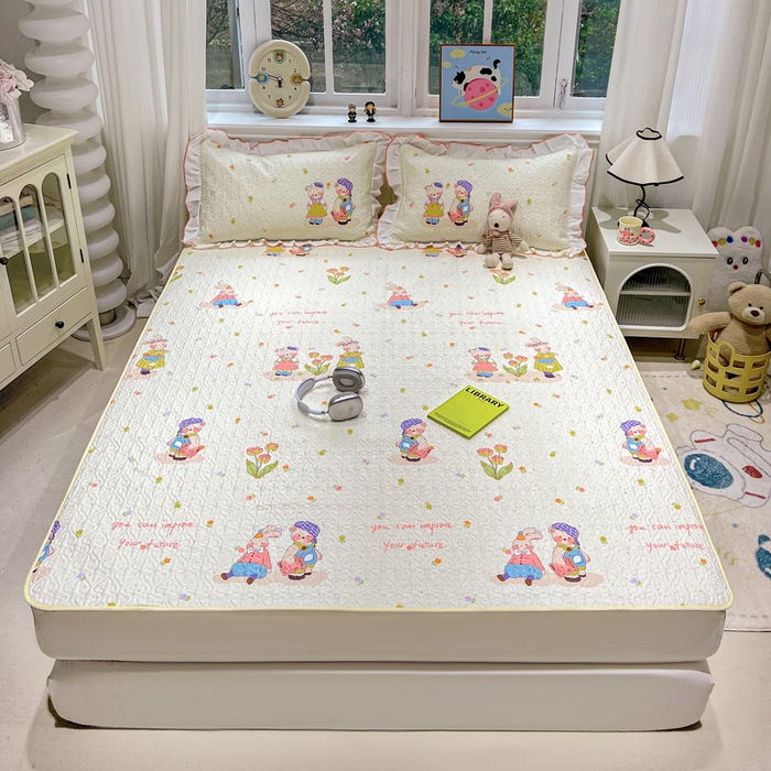 羽爱家纺 2025新款舒适可定制全棉防滑床盖软席可爱多