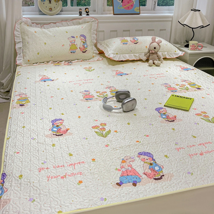 91家纺网 家纺一手货源 找家纺 羽爱家纺 2025新款舒适可定制全棉防滑床盖软席可爱多