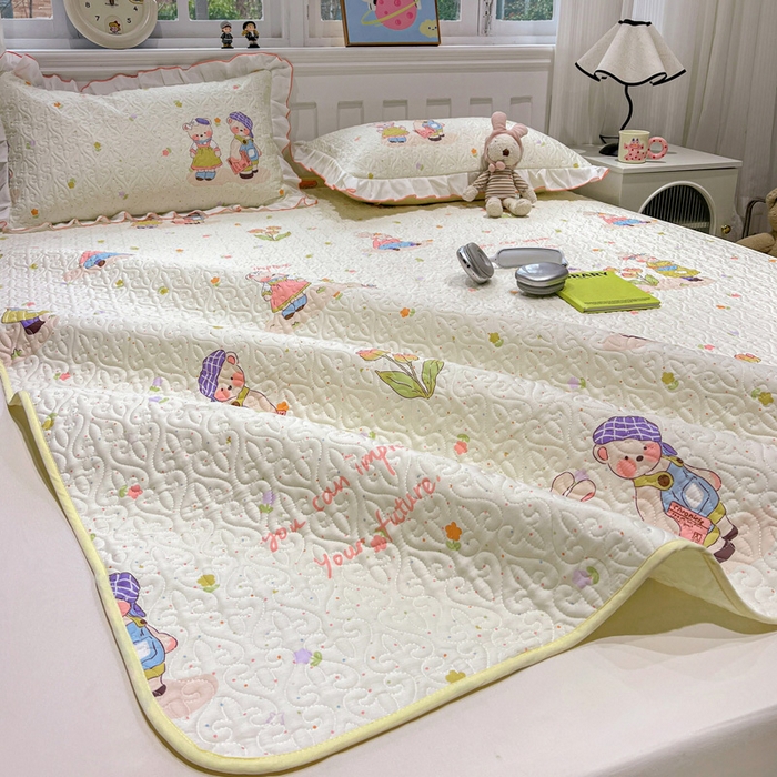 91家纺网 家纺一手货源 找家纺 羽爱家纺 2025新款舒适可定制全棉防滑床盖软席可爱多