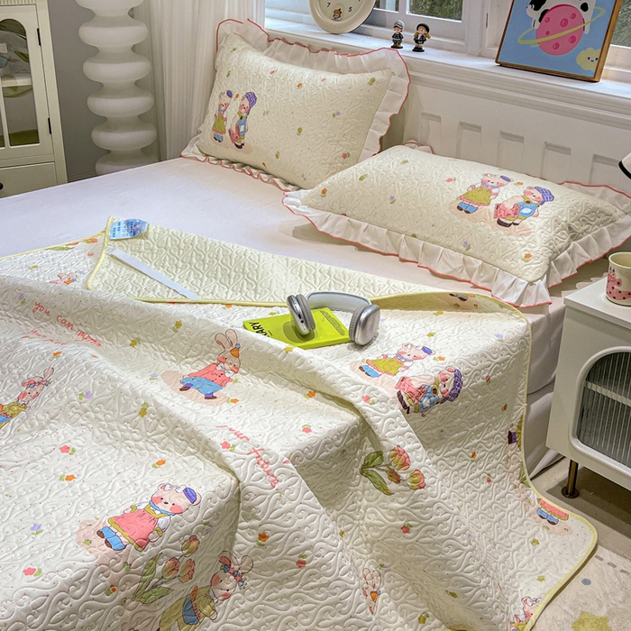 91家纺网 家纺一手货源 找家纺 羽爱家纺 2025新款舒适可定制全棉防滑床盖软席可爱多