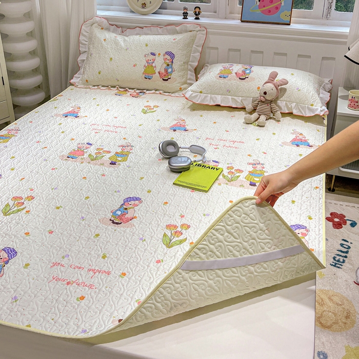 91家纺网 家纺一手货源 找家纺 羽爱家纺 2025新款舒适可定制全棉防滑床盖软席可爱多