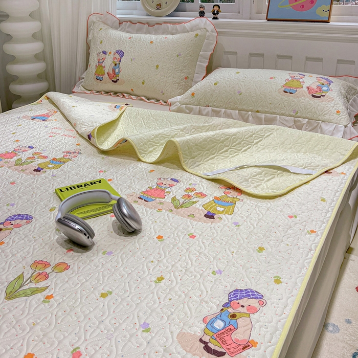 91家纺网 家纺一手货源 找家纺 羽爱家纺 2025新款舒适可定制全棉防滑床盖软席可爱多