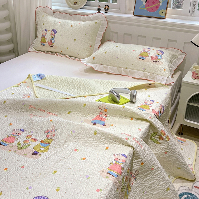 91家纺网 家纺一手货源 找家纺 羽爱家纺 2025新款舒适可定制全棉防滑床盖软席可爱多