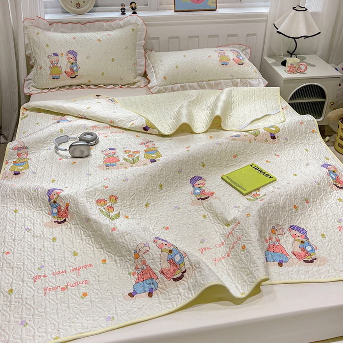 91家纺网 家纺一手货源 找家纺 羽爱家纺 2025新款舒适可定制全棉防滑床盖软席可爱多