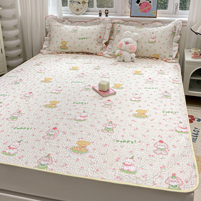 91家纺网 家纺一手货源 找家纺 羽爱家纺 2025新款舒适可定制全棉防滑床盖软席可爱萌宠