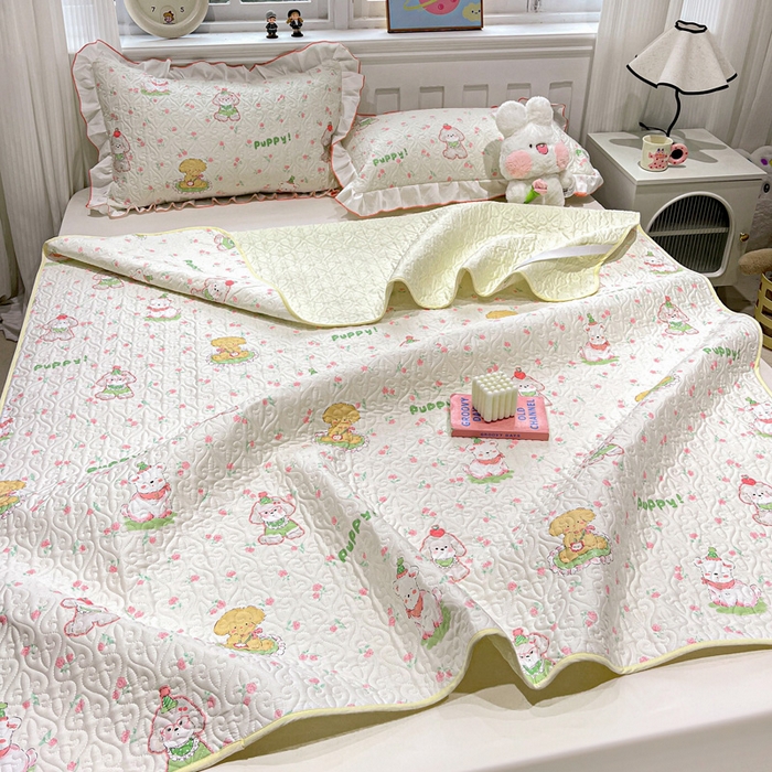 91家纺网 家纺一手货源 找家纺 羽爱家纺 2025新款舒适可定制全棉防滑床盖软席可爱萌宠