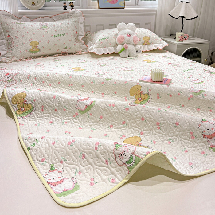 91家纺网 家纺一手货源 找家纺 羽爱家纺 2025新款舒适可定制全棉防滑床盖软席可爱萌宠