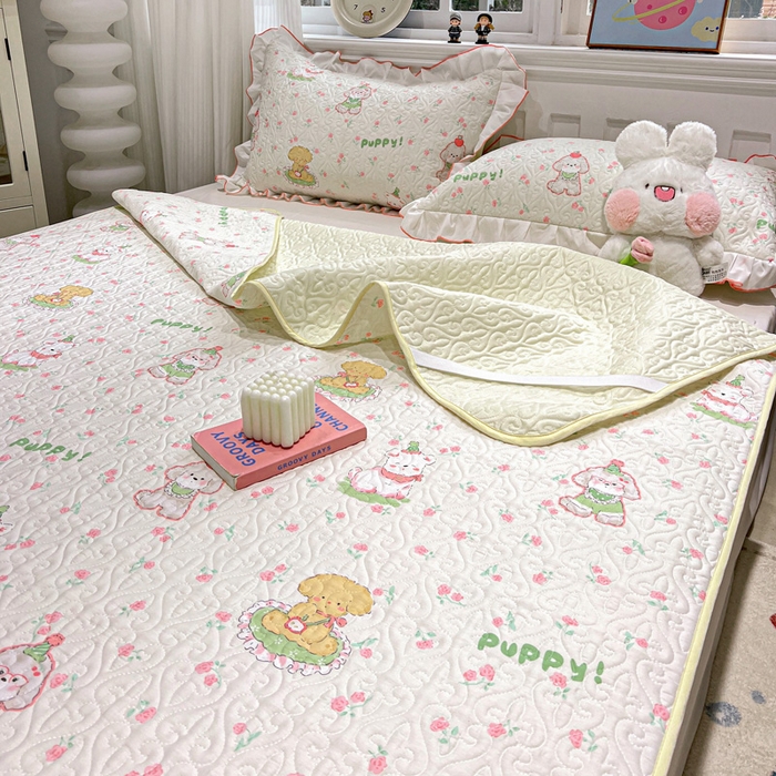 91家纺网 家纺一手货源 找家纺 羽爱家纺 2025新款舒适可定制全棉防滑床盖软席可爱萌宠