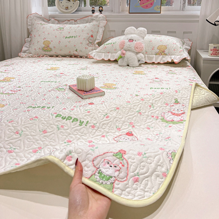 91家纺网 家纺一手货源 找家纺 羽爱家纺 2025新款舒适可定制全棉防滑床盖软席可爱萌宠