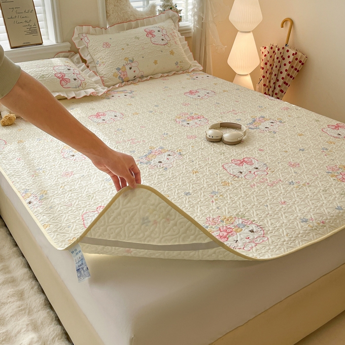 91家纺网 家纺一手货源 找家纺 羽爱家纺 2025新款舒适可定制全棉防滑床盖软席可爱喵