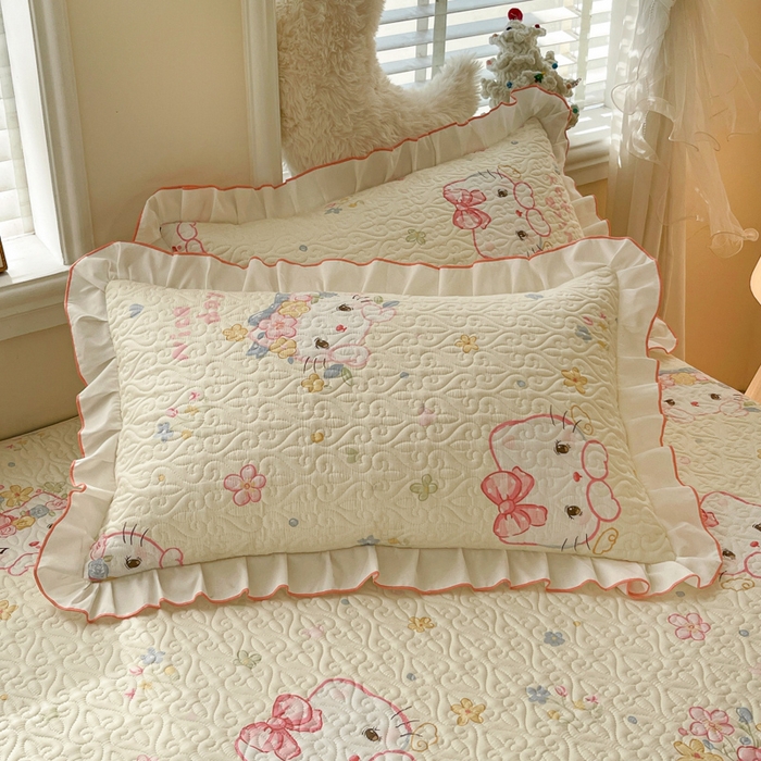 91家纺网 家纺一手货源 找家纺 羽爱家纺 2025新款舒适可定制全棉防滑床盖软席可爱喵