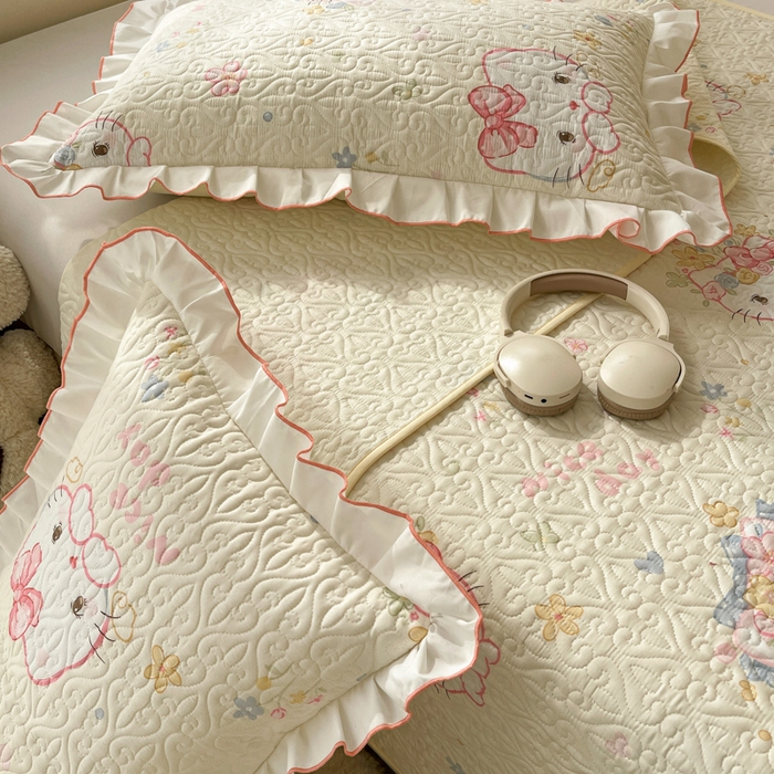 91家纺网 家纺一手货源 找家纺 羽爱家纺 2025新款舒适可定制全棉防滑床盖软席可爱喵