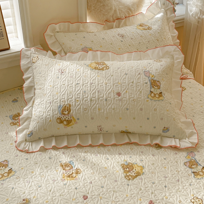 91家纺网 家纺一手货源 找家纺 羽爱家纺 2025新款舒适可定制全棉防滑床盖软席快乐熊