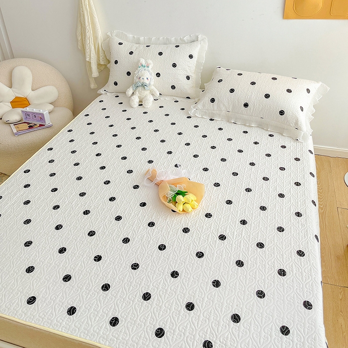 羽爱家纺 2025新款舒适可定制全棉防滑床盖软席浪漫波点