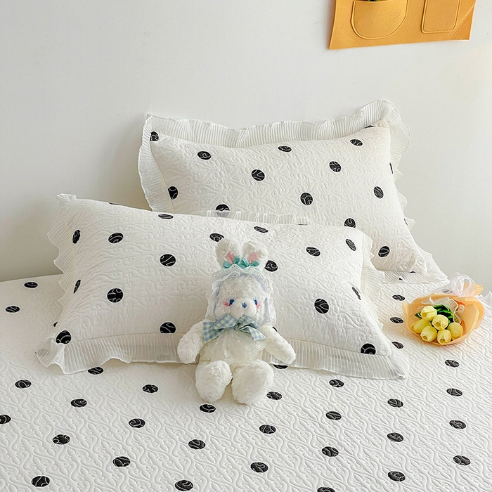 91家纺网 家纺一手货源 找家纺 羽爱家纺 2025新款舒适可定制全棉防滑床盖软席浪漫波点