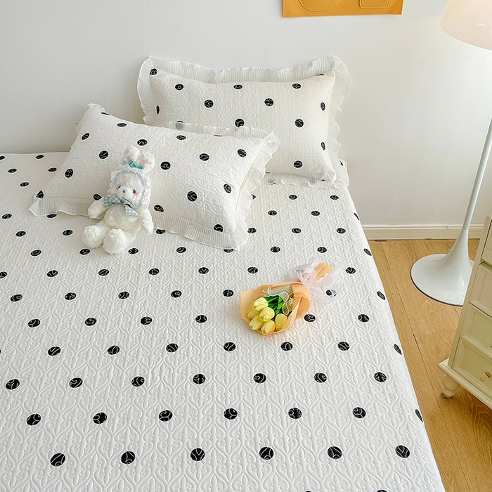 91家纺网 家纺一手货源 找家纺 羽爱家纺 2025新款舒适可定制全棉防滑床盖软席浪漫波点